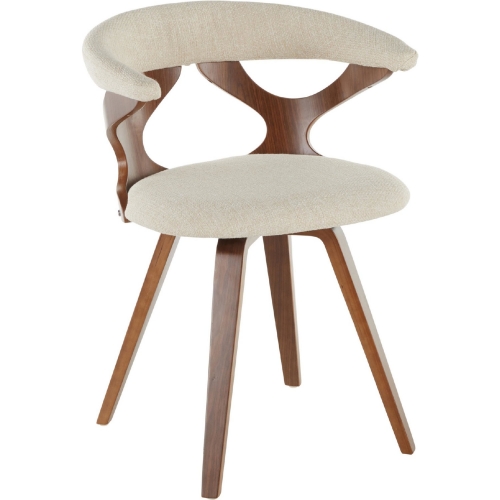 Gardenia Swivel Dining Accent Chair in Cream Leatherette & Walnut